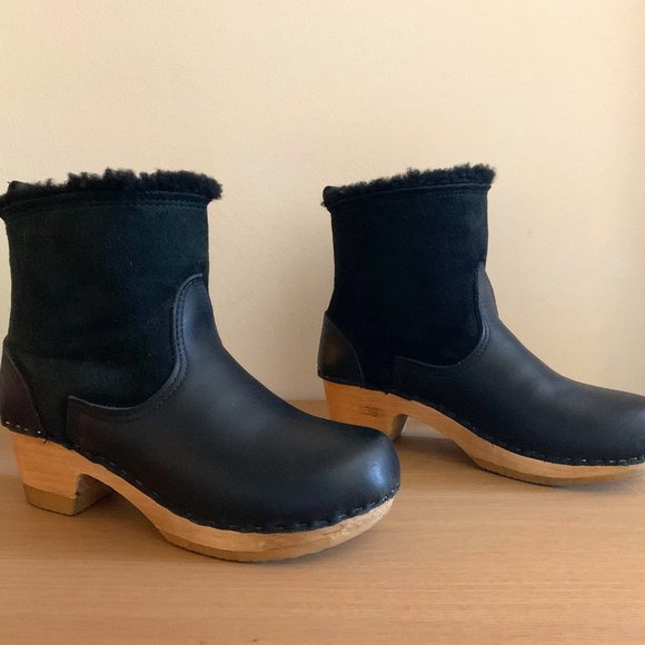 No.6 5" Shearling Clog Boot Mid Heel Suede Size 7 - Picture 5 of 13